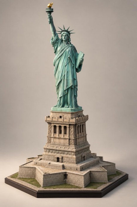 3D-Modell der Freiheitsstatue samt Sockel
