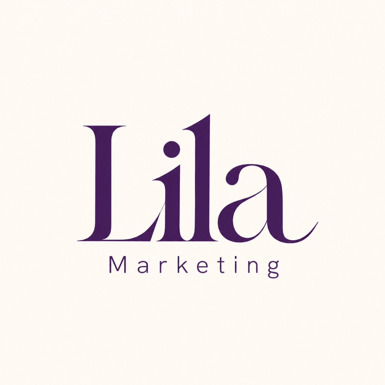Logo-Entwurf mit dem Schriftzug Lila Marketing in eleganter violetter Serifenschrift