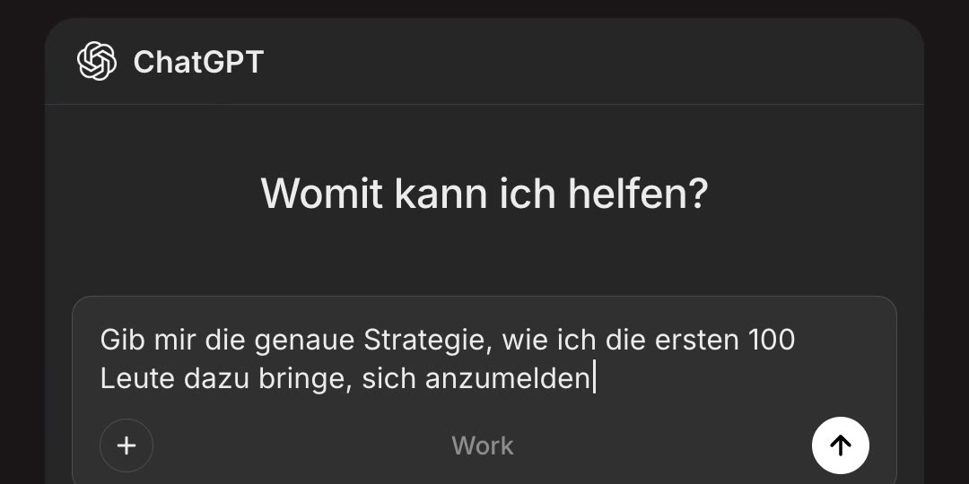 ChatGPT-Eingabefeld mit dem Bonus-Prompt
