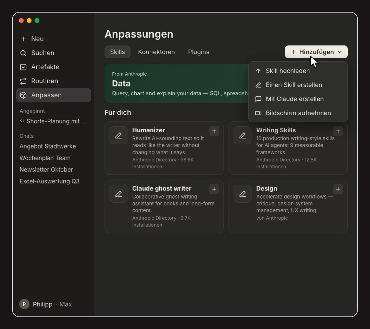 Claude Anpassen › Skills