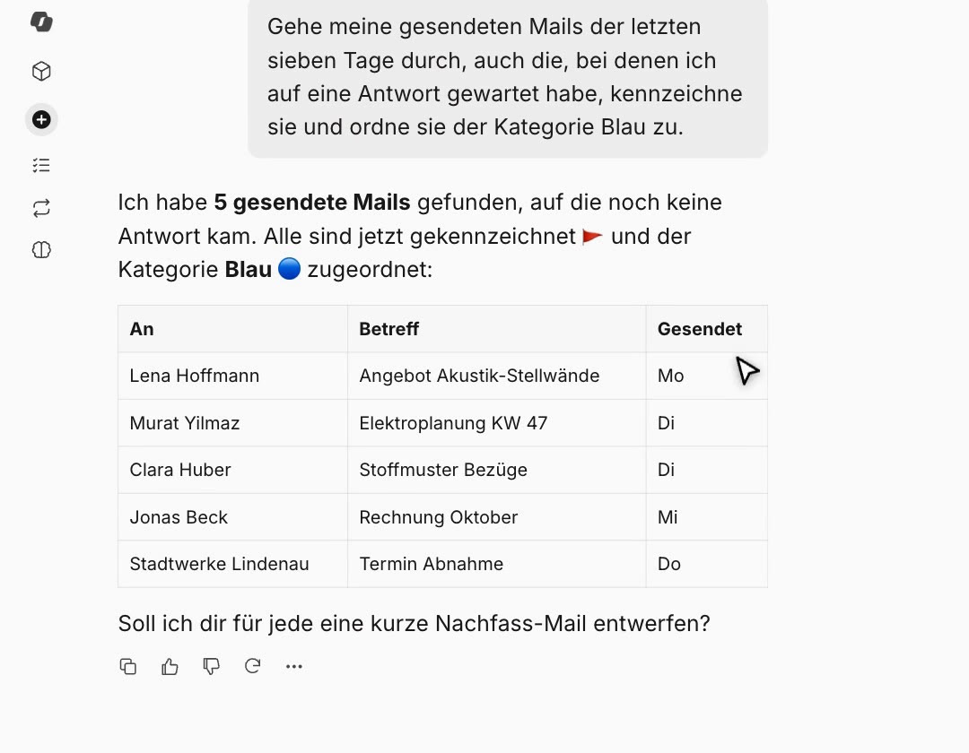 Copilot listet gesendete Mails ohne Antwort auf