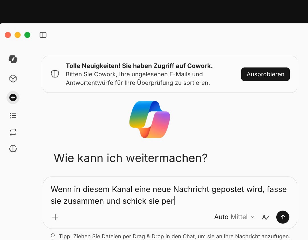 Der Prompt in Copilot Cowork