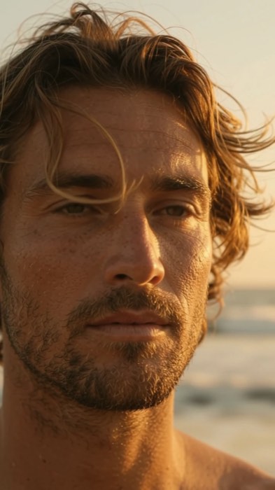 Standbild aus dem /microshot-Clip: das Gesicht des Surfers ganz nah