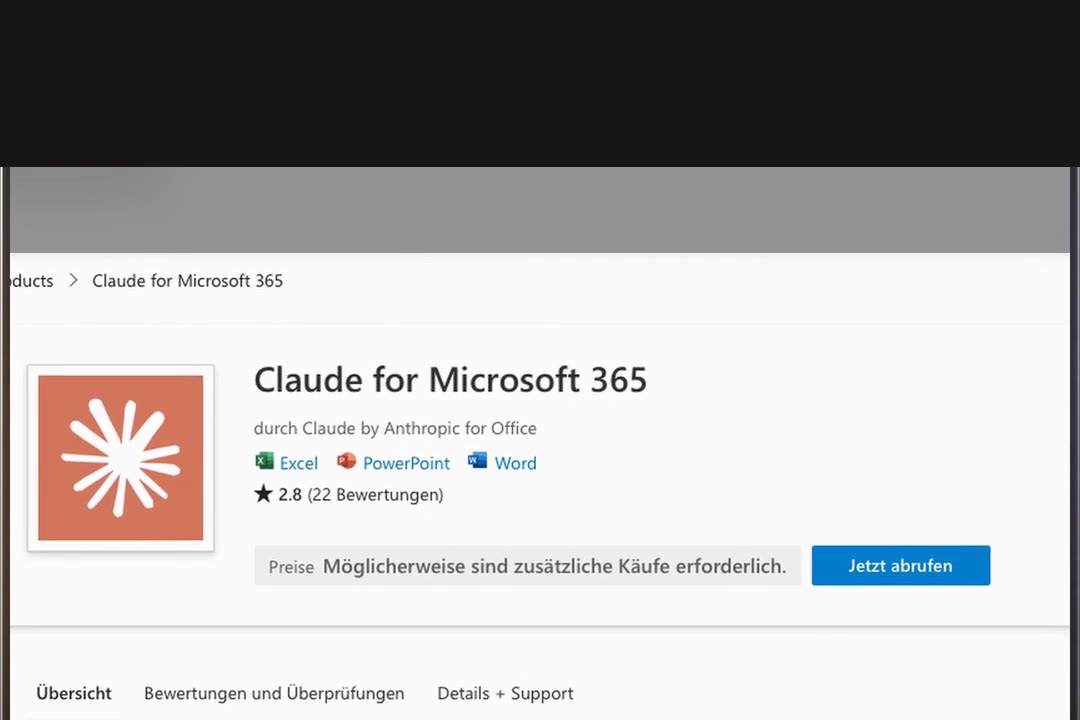 Claude für Microsoft 365 im Marketplace