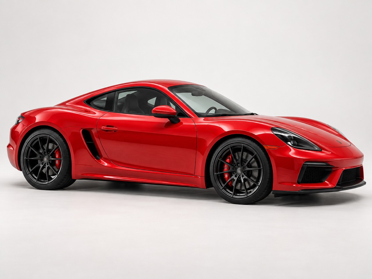 Roter Sportwagen im Studio vor hellem Hintergrund